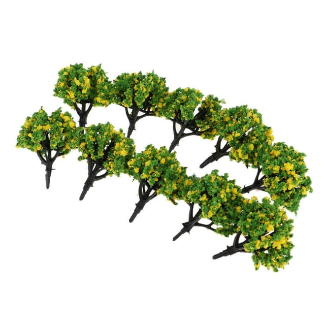 10pc 1:200 Scale Trains DIY Scenery Landscape Model Trees Building Accessory Yellow Green