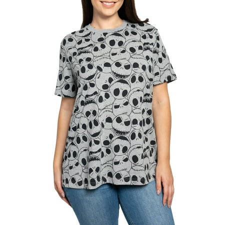 Jack Skellington Nightmare Before Christmas T-Shirt Gray (Women's Plus Size)