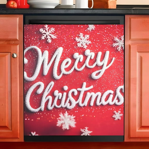 Ryvnso Snoflake Merry Chritsmas Dishwasher Magnetic Refrigerator Magnet Cover Kitchen Home Decorative 23"x26"