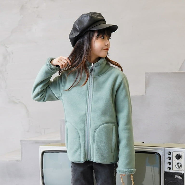 Children's Fleece Jacket Kids Plus Fleece Coral Fleece Cardigan Hooded  Sweater Cardigan Toddler Kids Girls Autumn Winter Windproof Warm Casual  Solid Zipper Jacket Overcoat Outerwear - Walmart.com