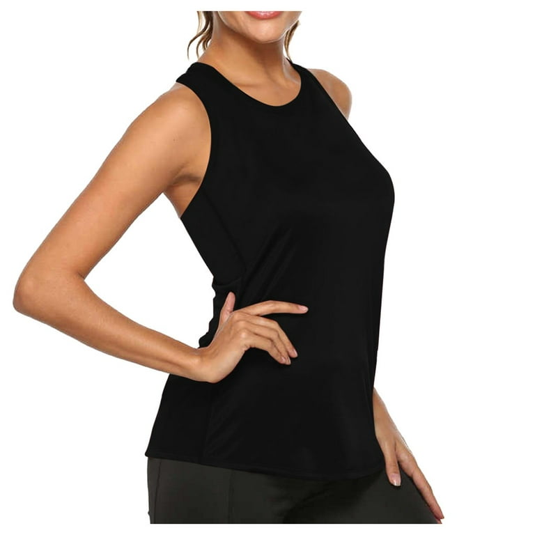 adviicd Sports Bra Tank Top Womens Cap Sleeve Tank Tops Casual T-Shirt Loose  Fit Basic Shirts Black XL 
