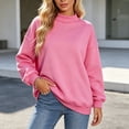 thumbnail image 2 of vdgthytj Crewneck Sweatshirts Women Long Sleeve Pleated Solid Basic Pullover Loose Comfy Fall Athleisure Tops(Medium,Hot Pink), 2 of 7