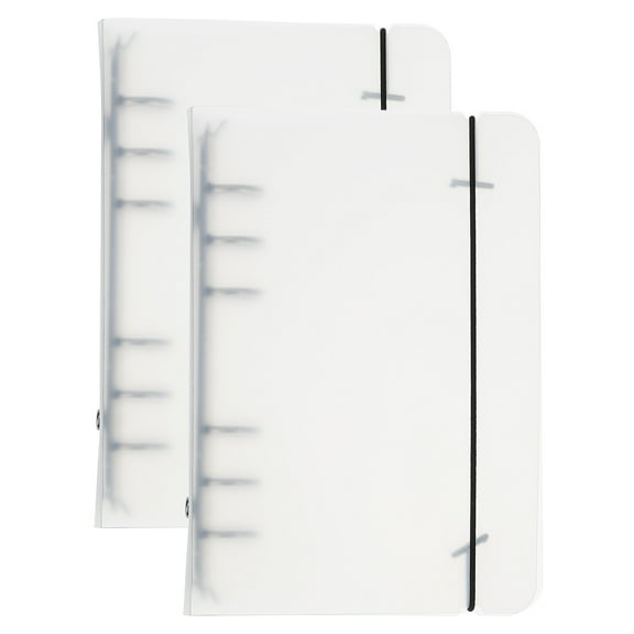 Uxcell A6 Binder Cover, 2 Pcs PP 6 Ring Round Ring Binder Cover with Black Fixing Belt