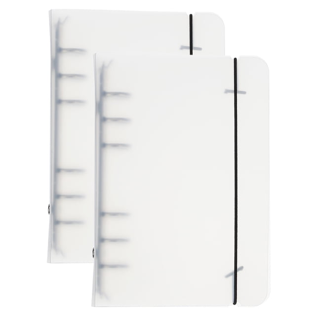 Cubierta de carpeta A6 Uxcell, 2 piezas de cubierta de carpeta de anillo redondo de 6 anillos PP con correa de sujeción negra