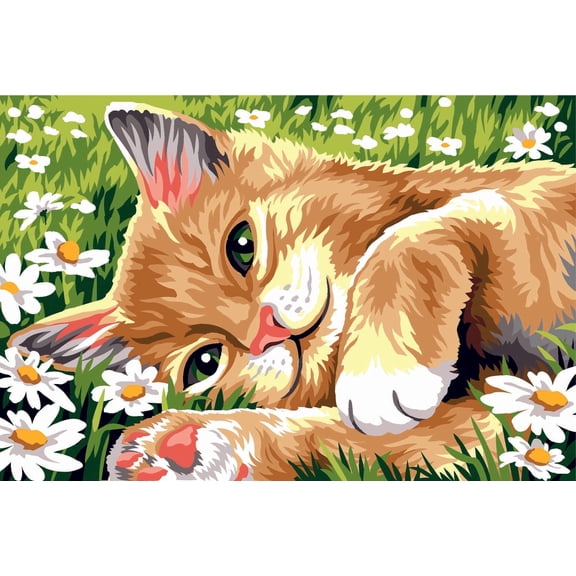 Needlepoint canvas for halfstitch without yarn Laying in the Grass SEU928.372 Seg De Paris Printed Tapestry Canvas