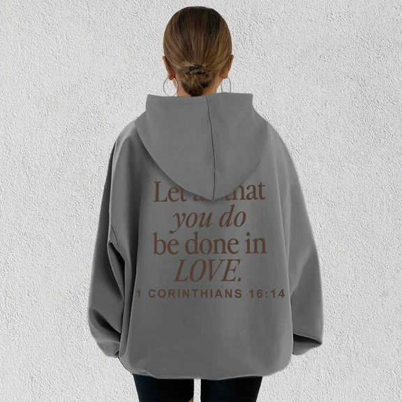 SIYUDAN Women's Sweatshirts Hoodies Long Sleeve Womens Pullover Oversized Hoodies for WomenGrey Hoodie Y2k Women's Fall Clothes College Wear