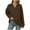 Coffee, variant on SHTXOZHI Pullover Sweatshirt for Women V Neck Long Sleeve Collar Casual Fall Solid Color Jacket