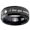 thumbnail image 2 of Tungsten Sound Wave I love you more 8mm Glossy Black Polished Beveled Edges Men Ring, 2 of 2