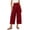 Burgundy, variant on Women's Cotton Cropped Pants Casual Solid Linen Button High Waist Wide Leg Cropped Length Pants with Pockets Olive Green