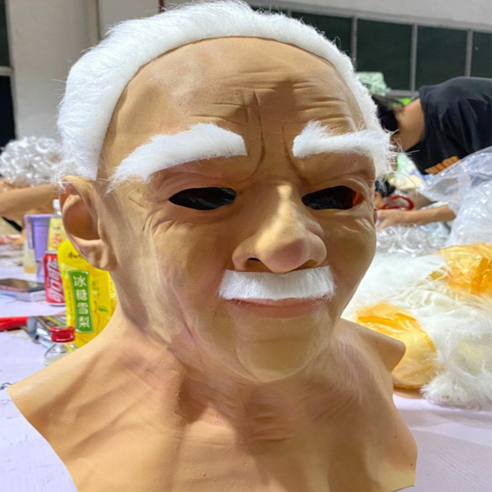 Halloween Props Funny Face Wig Old Man Mask Realistic Old Man Headgear |  Walmart Canada