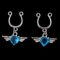 thumbnail image 2 of Milaget 1 Pair Angel Wing Heart Dangle U Shape Nipple Non Piercing Body Jewelry Blue, 2 of 9
