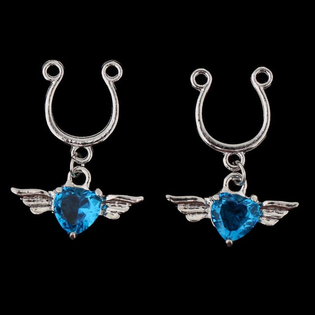 Pinzas para joyas Hugo con perno colgante de cristal no perforante azul