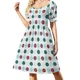 thumbnail image 1 of Vestido de manga corta con estampado de rombos y bochas para mujer, vestido de fiesta de verano, 1 of 7