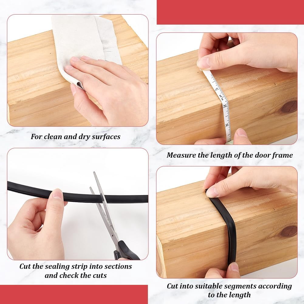 3rolls TPE Self-adhesive Foam Seal Soundproof Windproof Weather Stripping for Door & Window Black 9.5x5mm 6m/roll
