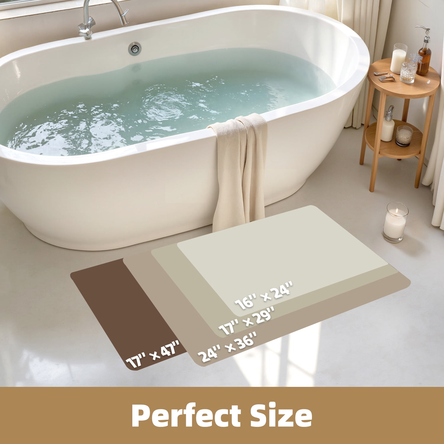 PABUBE Soft Light Yellow Woven Chenille Bathroom Rug, 17"x29", Non-Slip and Absorbent Bath Mat for Bathroom Floor, Machine Washable, Quick Drying