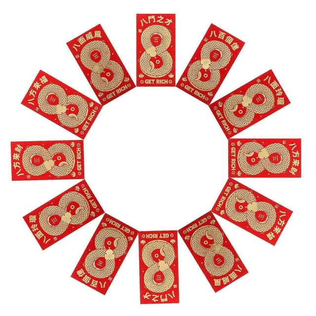 a refined and professional product description based on your input:\n\n \n\n**12pcs Glitter Matte Red Chinese New Year Envelopes – Year of the Snake
