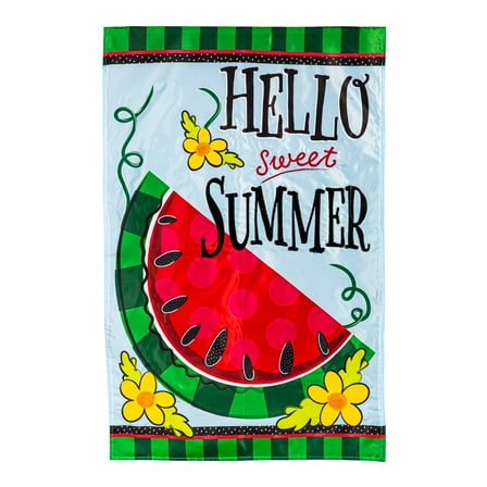 Evergreen Applique House Flag - Hello Sweet Summer , 28" x 44" Double Sided