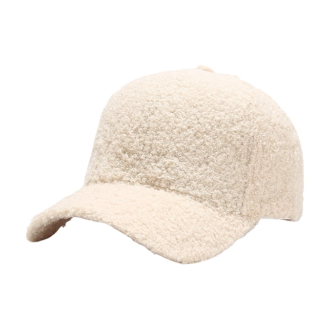 Gorras de béisbol de invierno cálidas, gorra de hip hop de lana sintética de cordero para hombres y mujeres