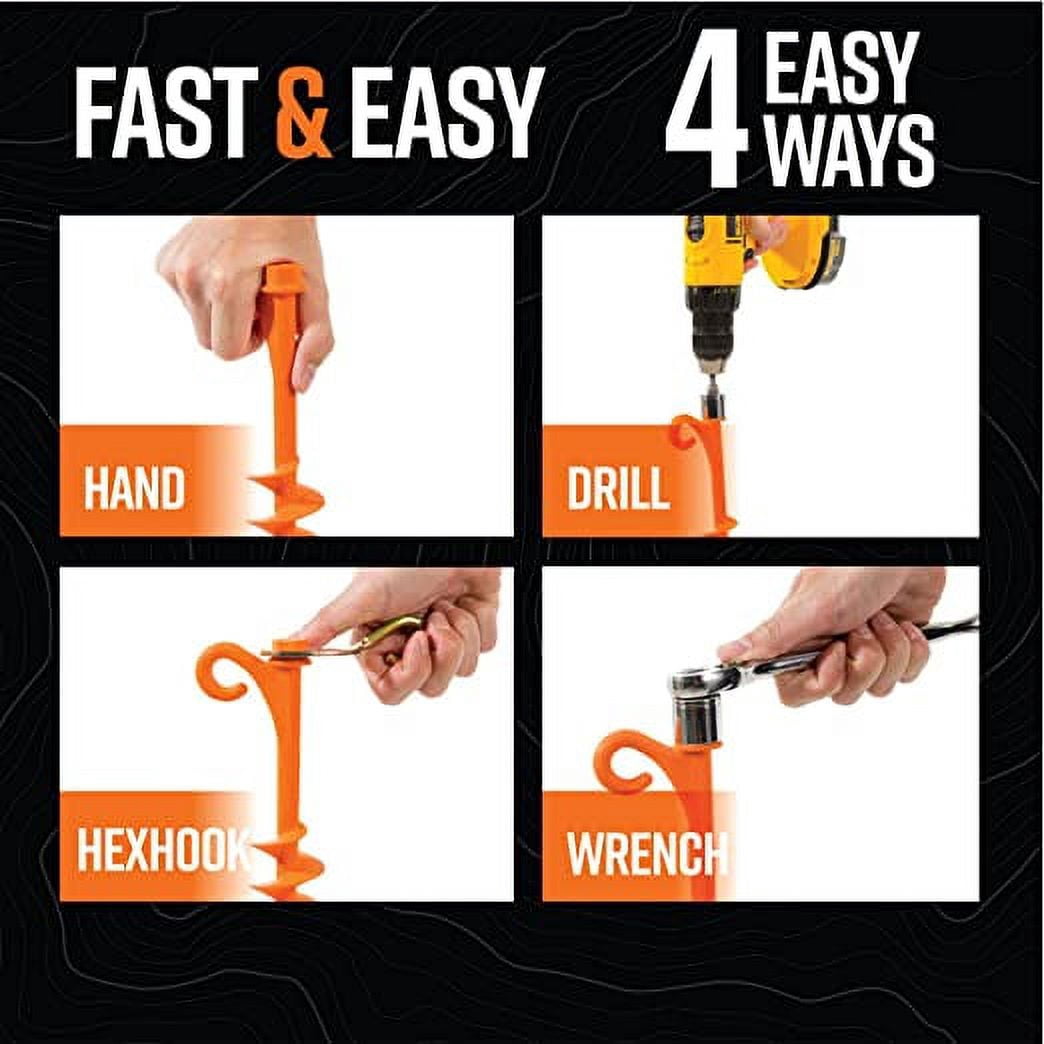 GROUNDGRABBA Lite Orange Tent Stakes 6 Pack