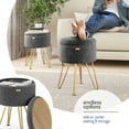 thumbnail image 5 of Hearth & Harbor Round Ottoman with Storage, Luxurious Foot Stool and Chic Vanity Stool with Storage, Elegant Boucle Grey, 5 of 8