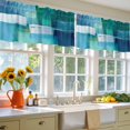 thumbnail image 4 of 2 Pack Teal Blue Valance for Window Modern Oil Painting Abstract Geometric Kitchen Valance Rod Pocket Short Curtain Topper Decorative Window Treatment for Living Room Bedroom 54"x18", 4 of 8