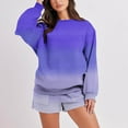 thumbnail image 2 of Womens Two Piece Outfits Cotton Oversized Crewneck Sweatshirt Drawstring Sweat Shorts Sets with Pockets Tracksuits (M, Blue), 2 of 6