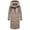 Taupe Grey, variant on Women's Long Winter Coat with Hood - Knee-Length - Water-Repellent - Chumanii XVI