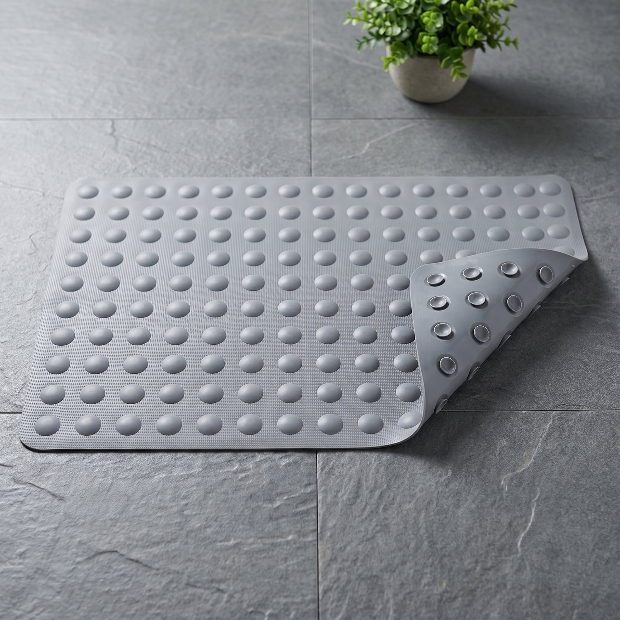 Unique Bargains Non-Slip TPE Washable Bathtub Mat with Strong Suctions Gray 28" x 16"