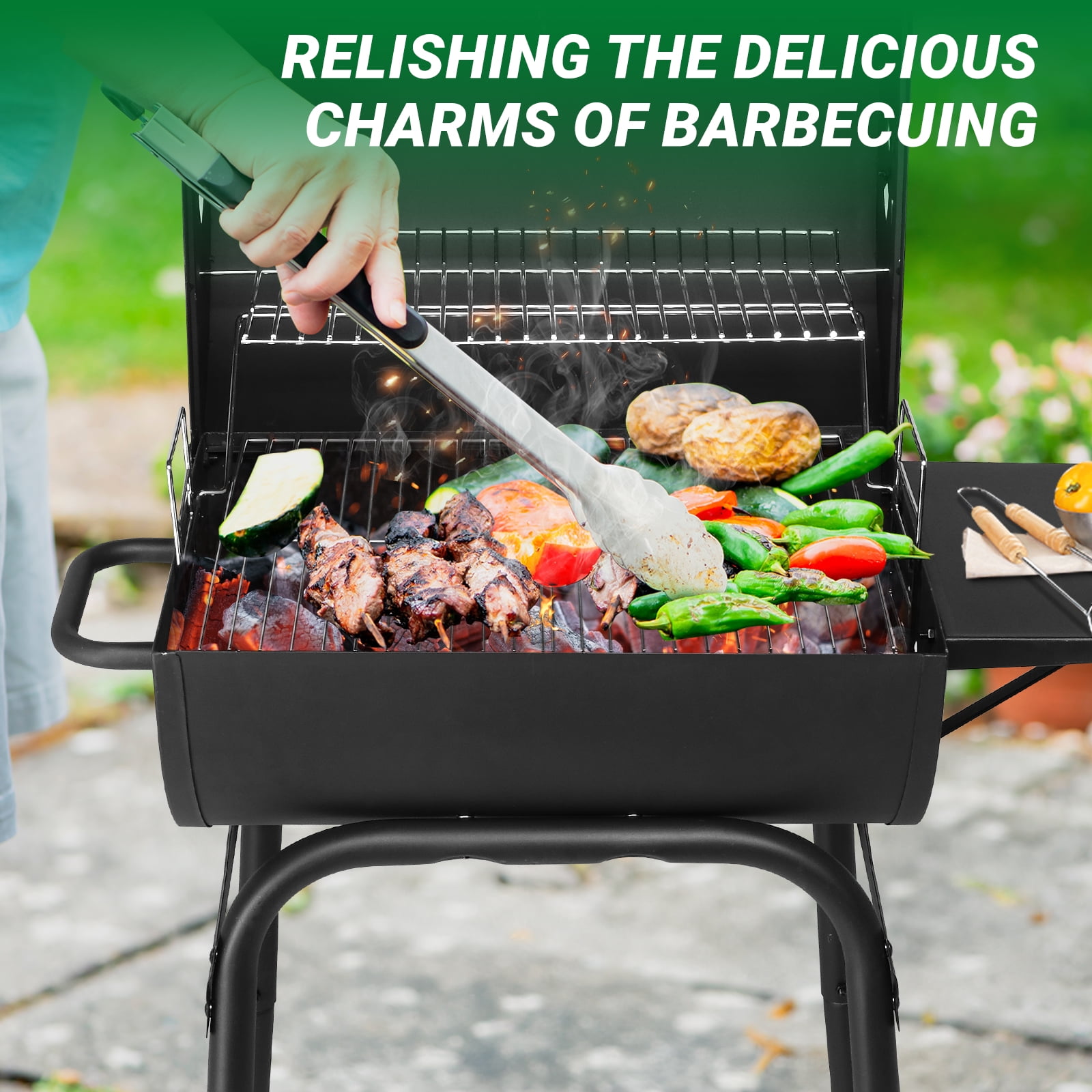 Zimtown BBQ Charcoal Grill Outdoor Barbecue Pit Smoker Grill Patio Backyard,Iron,Black