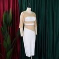 thumbnail image 3 of AURA Plus Size Color Block Pencil Midi Dress Crewneck Half Sleeve High Waist Bodycon Work Office Elegant Dress, 3 of 9