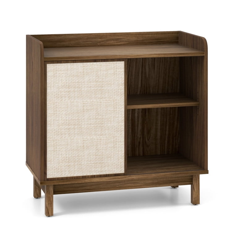 Finihen Kitchen Storage Cabinet, Buffet Sideboard, Rattan Buffet Sideboard Mid Century Floor Storage Cabinet with Sliding Door and Adjustable Shelves, for Kitchen, Living Room, Walnut Finihen Kitchen Storage Cabinet, Buffet Sideboard, Rattan Buffet Sideboard Mid Century Floor Storage Cabinet with Sliding Door and Adjustable Shelves, for Kitchen, Living Room, Walnut