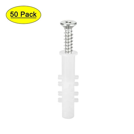 

6x30mm Expansion Pipe Anchor Plastic with Screws White 50 Pack