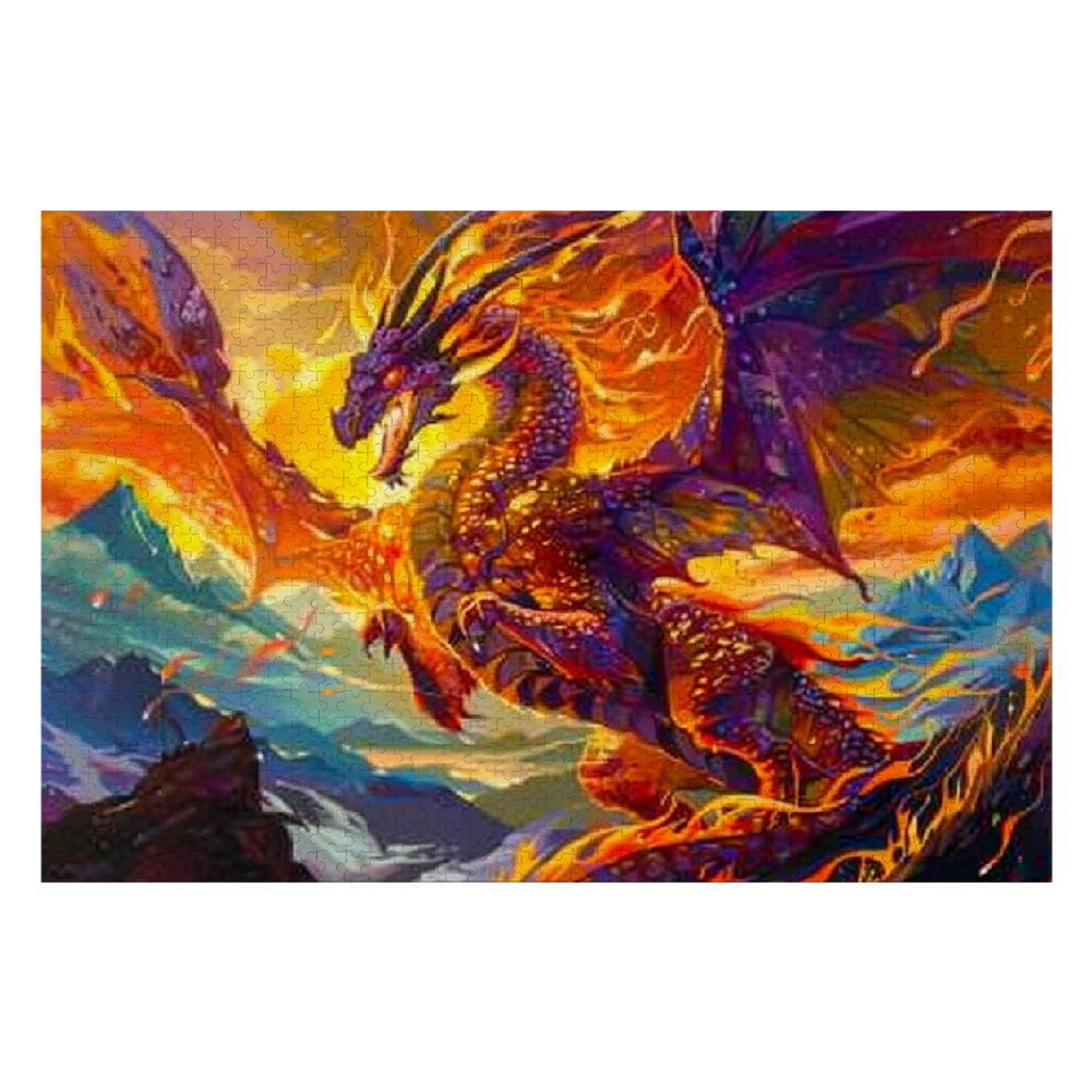 Shiartex Dragon Fiery Background Wooden Jigsaw Puzzle for Adults - Challenging Difficult Wood Puzzle for Family Friends Gift 1000 PCS