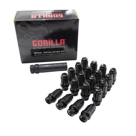 Gorilla Automotive 5Lug 12-1.50 ET SPLINE WIK PASS BLK SD Spline Lug Nut Install Kit, K5CES-12150BGR