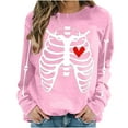 thumbnail image 2 of Jsaierl Halloween Sweatshirts for Women Cute Pumpkin Ghost Graphic Sweatshirt Soft Round Neck T-shirt Long Sleeve Holiday Pullover Tops Halloween Clothes, 2 of 6