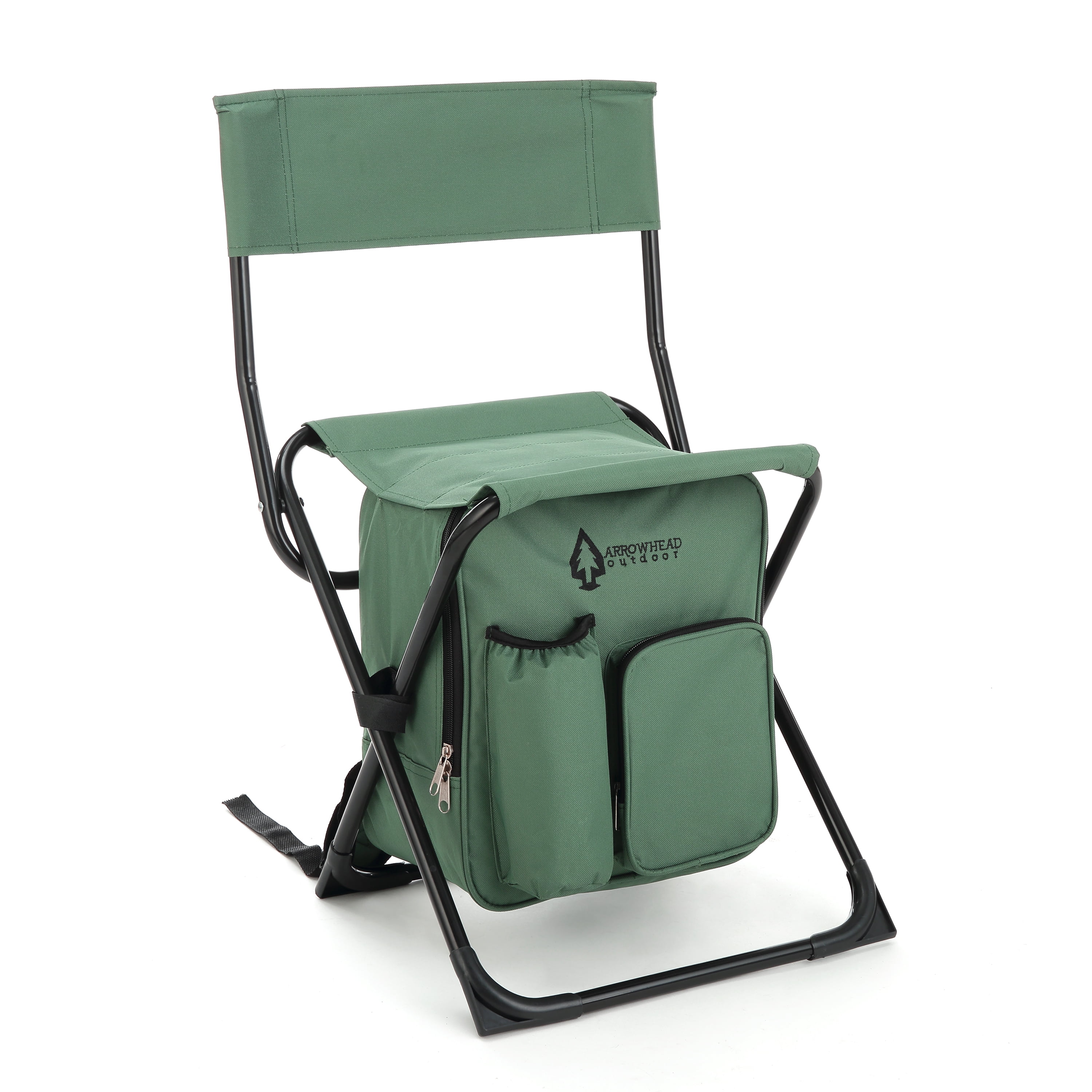 Backrest Fishing Chair PVC Water Resistant Portable Folding With Ice Thermos Bag 