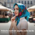 thumbnail image 4 of Abbraccia Pañuelo étnico floral para mujer, estampado ruso, cuadrado, cálido y protector, 4 of 5