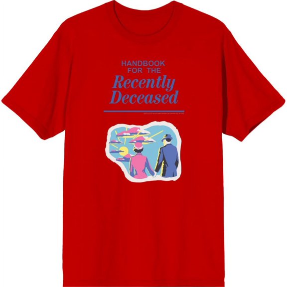 Beetlejuice Handbook For The Recently Deceased Men's Red Crew Neck Short Sleeve Tee-Medium