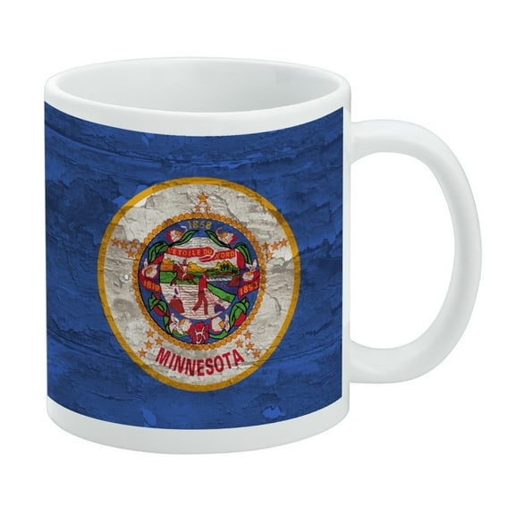 Rustic Minnesota State Flag Distressed USA White Mug