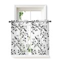 thumbnail image 2 of Black Botanical Sheer Kitchen Tier Curtains 45 Inch length,Rod Pocket Half Curtains & Drapes,Watercolor Summer Botanical Light Filtering Chiffon Cafe Bathroom Window Treatments 2 Panels 27.5"W x 45"L, 2 of 7