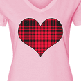 thumbnail image 4 of Inktastic Red Plaid Heart Women's V-Neck T-Shirt, 4 of 5