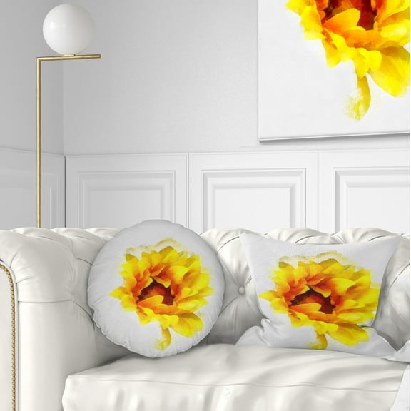 Designart Yellow Watercolor Sunflower - Floral Throw Pillow - 12x20