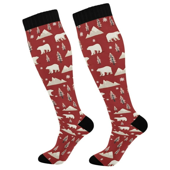 joogoo Polar Bear Christmas Long Socks Women Men Knee High Sock