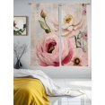 thumbnail image 4 of Pink White Spring Floral Semi Sheer Curtains 63 Inch Length 2 Panels Set, Vintage Flowers Watercolor Sheer Kitchen Curtain Privacy Voile Window Curtain for Living Room Bedroom Rod Pocket Drapes, 4 of 7