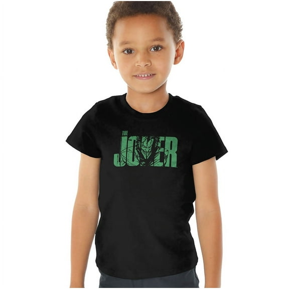 Batman Joker Text On Black Kids T Shirt (3) for Youth Toddler Boys and Girls, Black