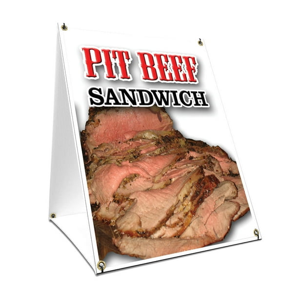 A-frame Sidewalk Pit Beef Sandwich Sign With Graphics On Each Side | 18" X 24" Print Size