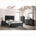 thumbnail image 2 of 5-Drawer Modern Tall Chest, Solid Wood Black Finish with Crocodile Texture & Crystal Tufted Handles | Black | Wood, 2 of 5