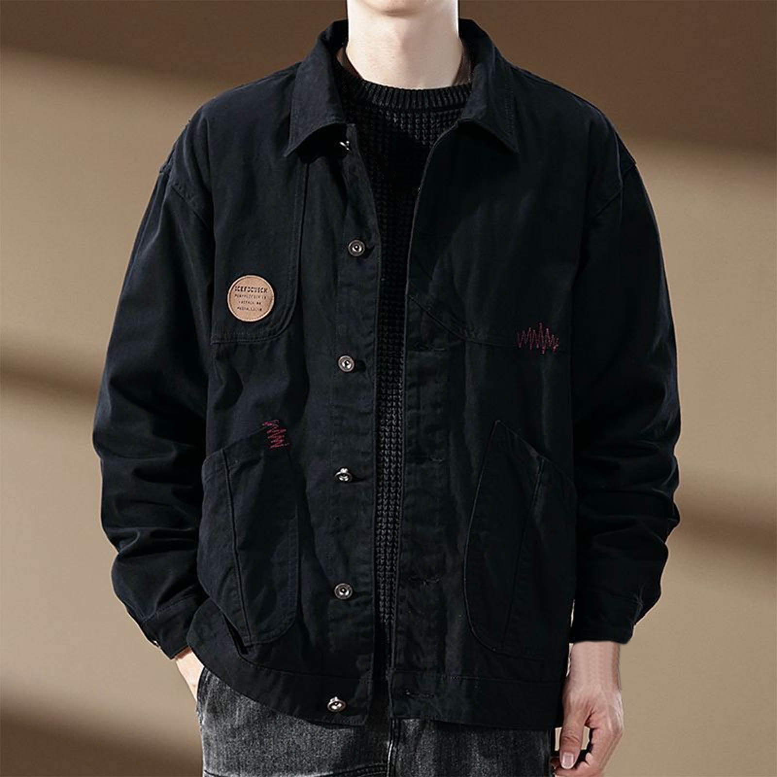 Zpanxa Vintage Double Breast Pocket Workwear Coat - Loose Drop