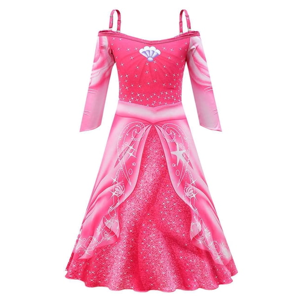 Disfraz de princesa Ariel para niñas, traje de Cosplay de personaje de Disney, vestido de princesa verde rosa, vestido largo con tirantes, regalo para niñas
