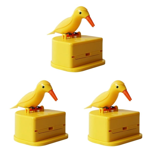Caja de palillos Wosthever dispensador automático Forma de Pájaro ABS amarillo 3Conjunto